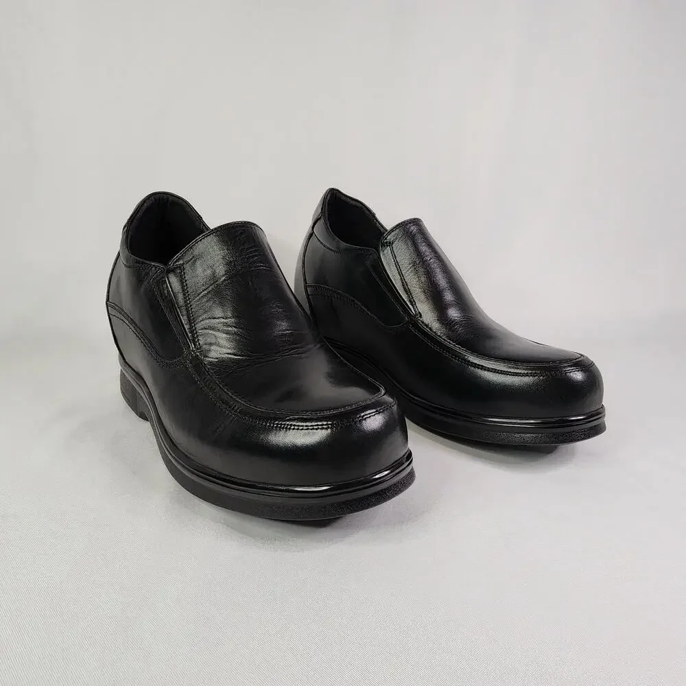 Men's 3 Inch Invisible Height Increasing Elevator Shoes Size 9 Black Leather NEW
